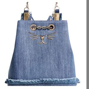 Charlotte Olympia denim kitty Backpack Petite